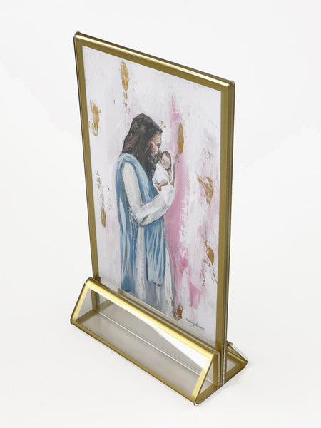 Jesus & Baby Framed Print - Pink