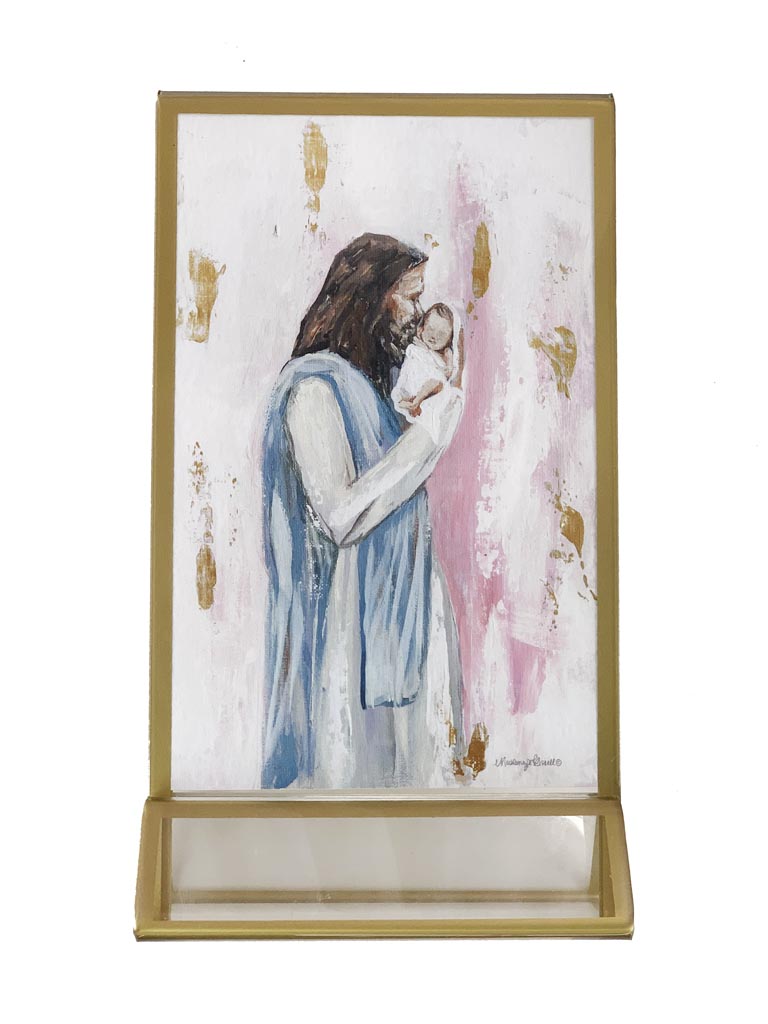 Jesus & Baby Framed Print - Pink