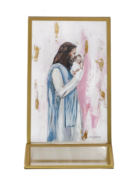 Jesus & Baby Framed Print - Pink