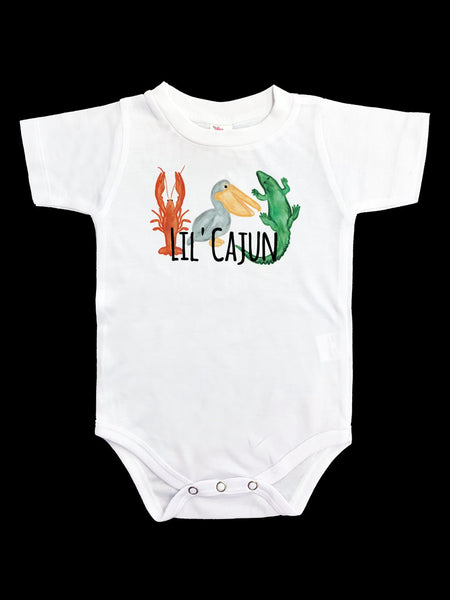 Lil Cajun - Crawfish, Pelican, Gator Onesie