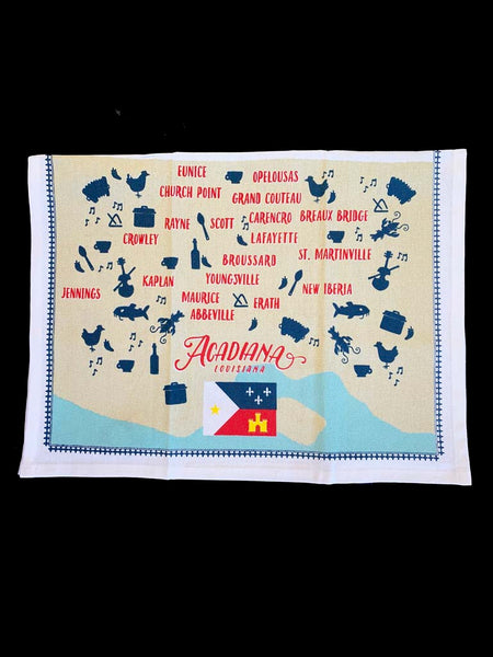 Acadiana Map Kitchen Towel