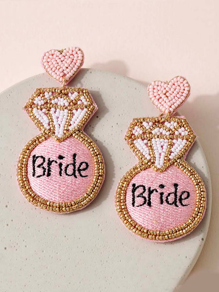 Seed Bead Earrings - Bride Diamond Ring