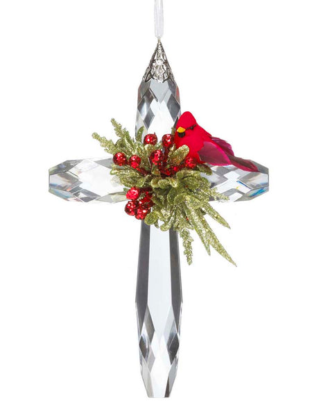 Krystal Cardinal Cross Jewel Ornament