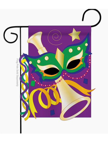 Mardi Gras Garden Flag - Mask & Horn