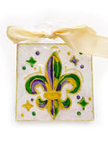 Mardi Gras  Fleur de Lis Hand Painted Plaque