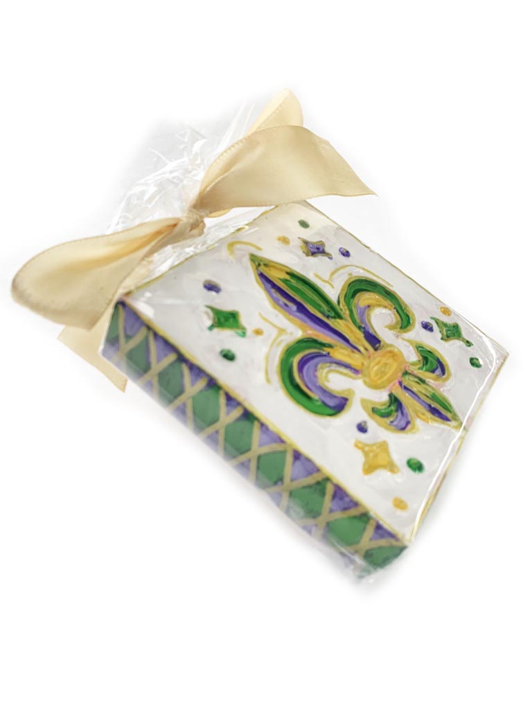 Mardi Gras  Fleur de Lis Hand Painted Plaque