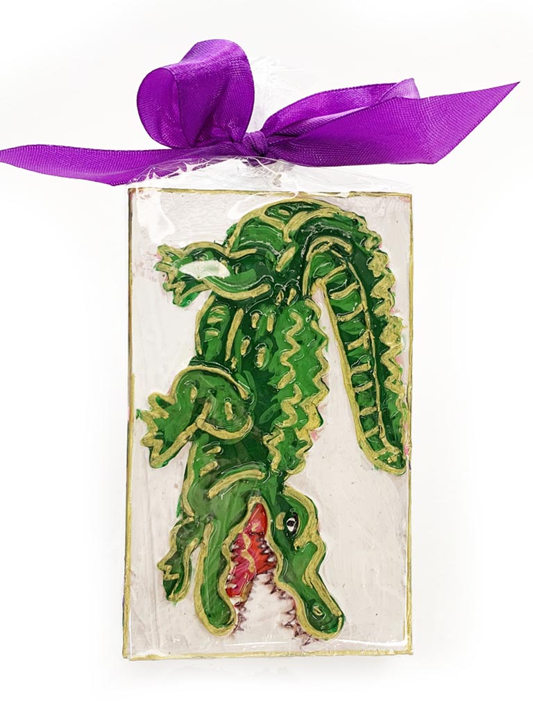 Mardi Gras Alligator Hand Painted Plaque