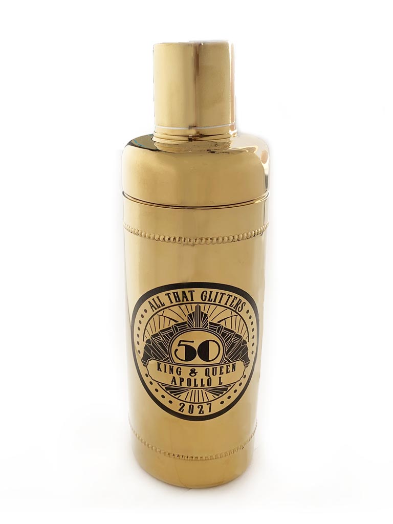 Gold Cocktail Shaker with Apollo Logo