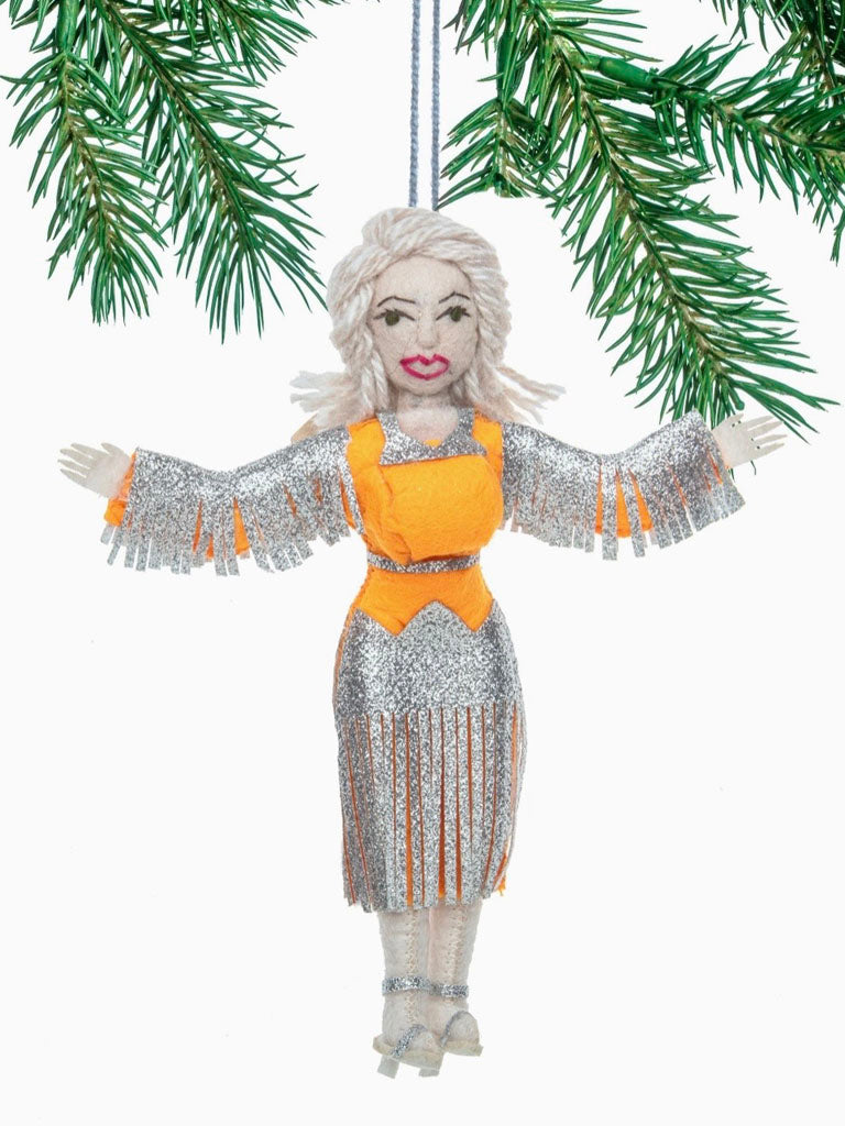 Dolly Parton Ornament Orange Outfit