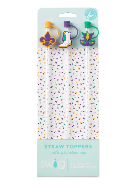 Swig Mardi Gras Straw Topper Set