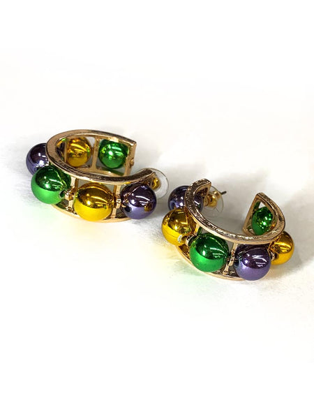 Mardi Gras Bead Hoop Earrings