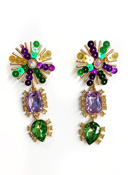 Mardi Gras Starburst Earrings