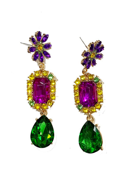 Mardi Gras Flower Earrings