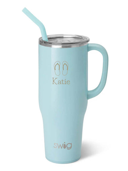 Personalized Swig 40oz Mug - Shimmer Aquamarine