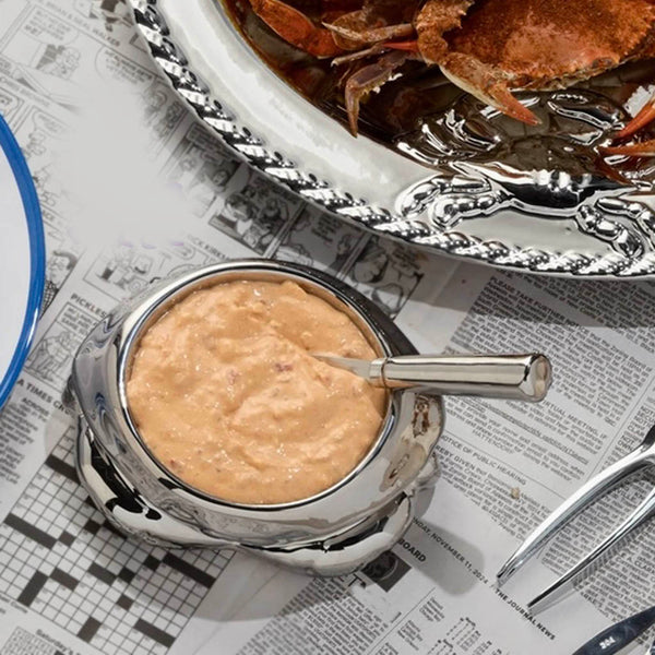 Silver Crab Dip Bowl with Spreader