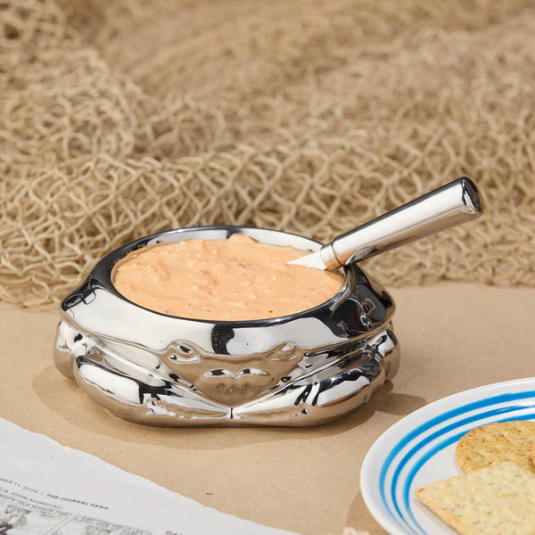 Silver Crab Dip Bowl with Spreader