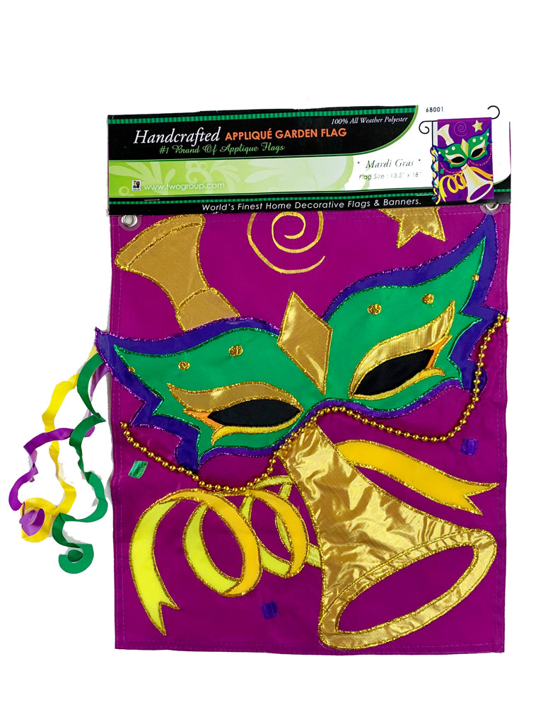 Mardi Gras Garden Flag - Mask & Horn