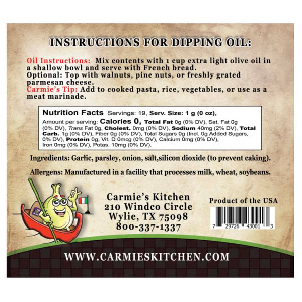 Bread Dipping Oil Mix - Toasted Garlic