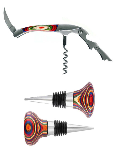 Marrakesh Collection - C - 2 Wine Bottle Stoppers and Corkscrew