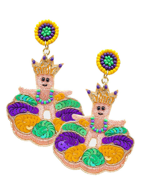 Mardi Gras King Cake Baby Earrings