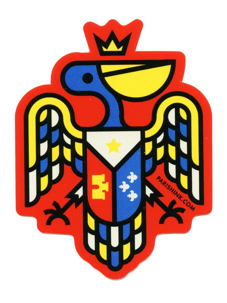 Acadian Flag Pelican Sticker