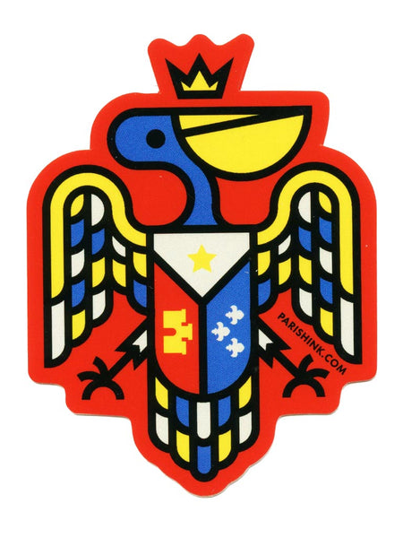 Acadian Flag Pelican Sticker