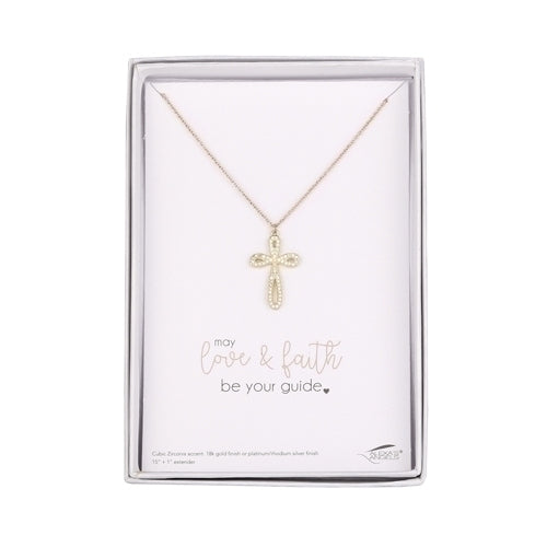 Cross Necklace with crystal accents - Gold