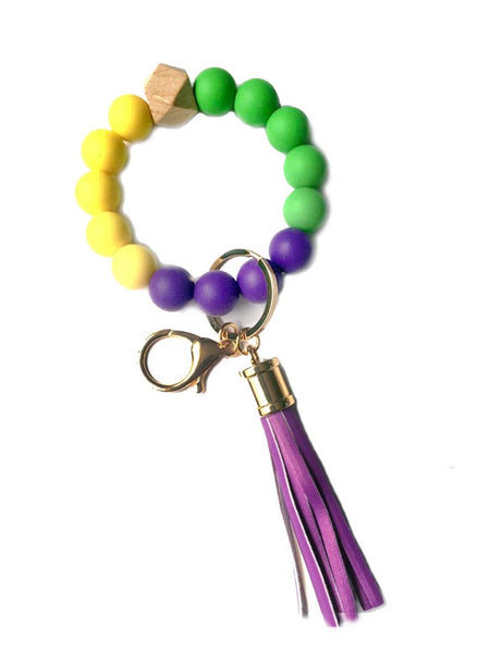 Mardi Gras Keychain Bracelet