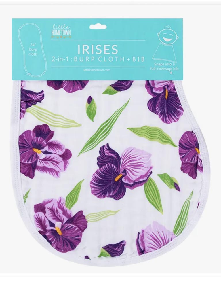 Purple Iris Burp Cloth & Bib