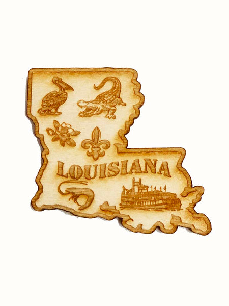 Wooden Louisiana Magnet