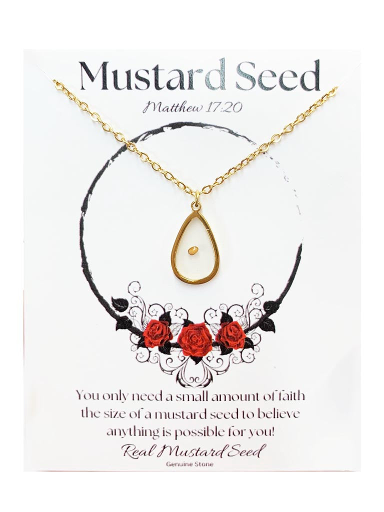 Mustard Seed Teardrop Necklace