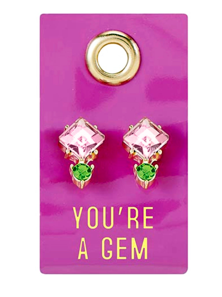 Pink Faux Gemstone Stud Earrings