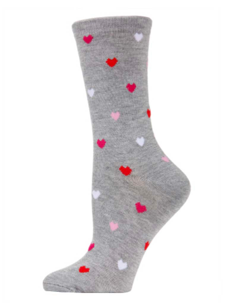Valentine's Delicate Hearts - Grey Crew Socks