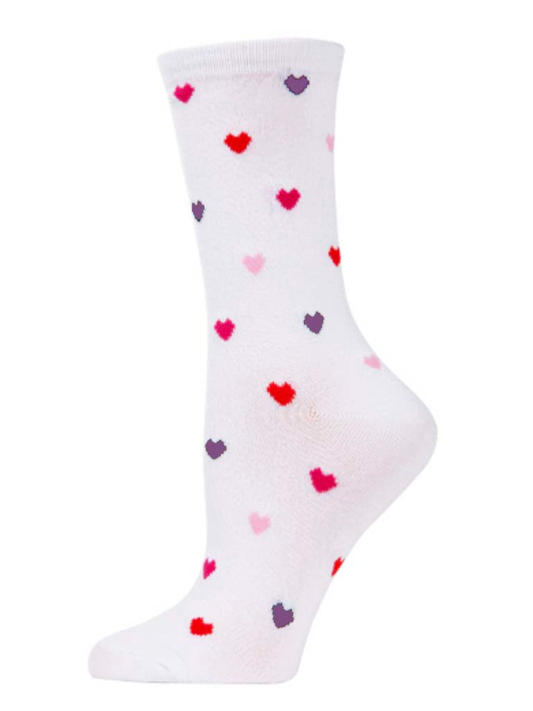 Valentine's Delicate Hearts - White Crew Socks