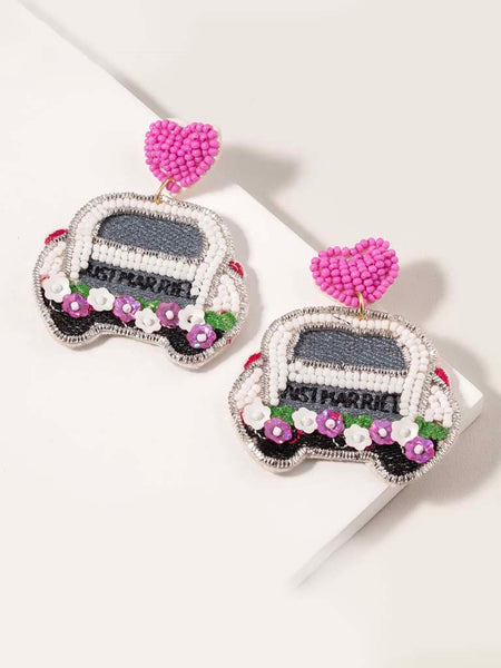 Seed Bead Earrings - Just Married Car