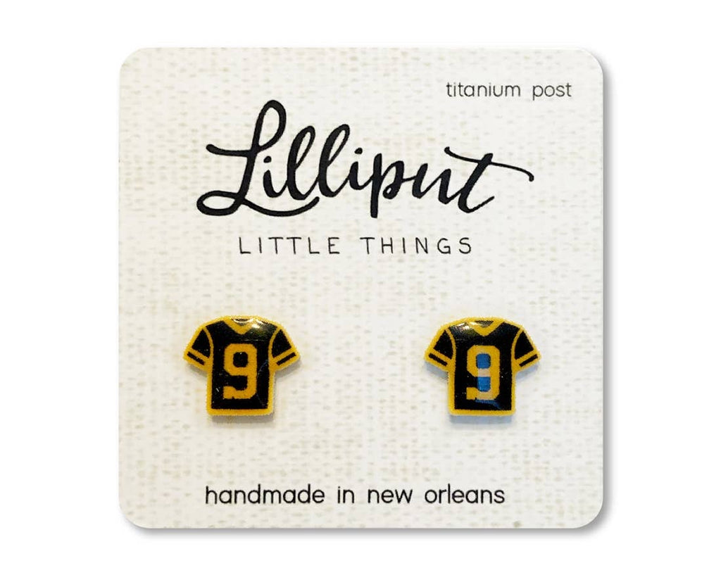 Number 9 Jersey Earrings by Lilliput Little Things